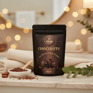 Glivia Dark Chocolate Wax Powder for Women & Men | Aloe Vera & Herbal Facial Hair Removal Formula | Painless Face Body Bikini Waxing Solution | Natural Hair Wax Powder for Smooth Skin at Home | 100g